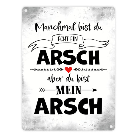 Manchmal bist du echt ein Arsch Metallschild zum Valentinstag