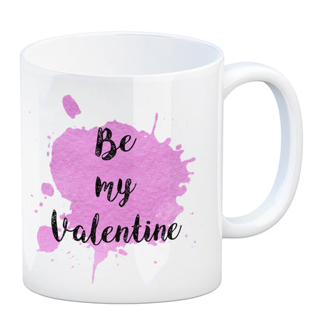 Be my Valentine Kaffeebecher mit rosa Farbkleks