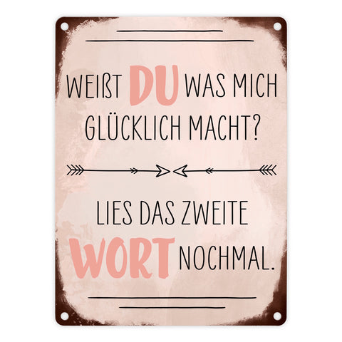 Du machst mich glücklich Metallschild mit Spruch zum Valentinstag