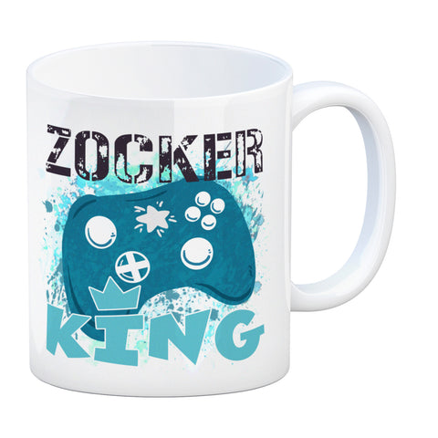 Zocker King Kaffeebecher mit Controller Motiv