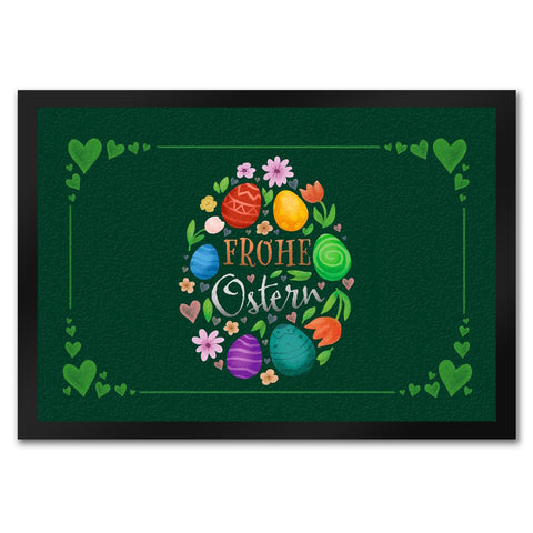 Frohe Ostern Fußmatte mit Frühlingsmotiven