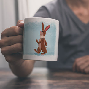 Lass den Kopf nicht hängen aufmunternde Kaffeetasse mit lustigem Hasen