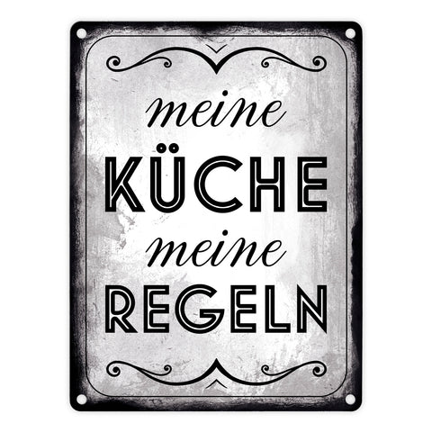 Meine Küche meine Regeln Retro Metallschild