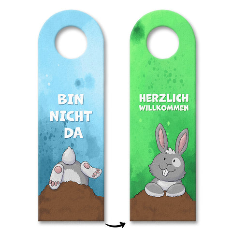 Bin nicht da - Herzlich willkommen Hase Türhänger