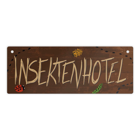 Insektenhotel Metallschild mit Holzoptik