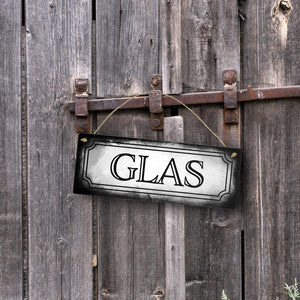 Glas Metallschild für die Mülltrennung im Used Look