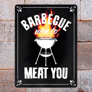 Barbecue - nice to meat you Metallschild mit Grill