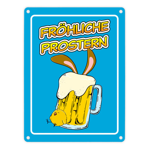 Fröhliche Prostern Metallschild mit Bierkrug