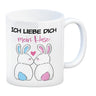 Ich liebe dich mein Hase Kaffeebecher mit küssendem Hasenpaar