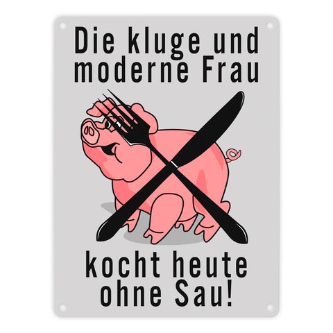 Schweine Metallschild zum Thema Vegetarier und Fleischesser