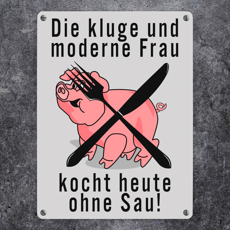 Schweine Metallschild zum Thema Vegetarier und Fleischesser