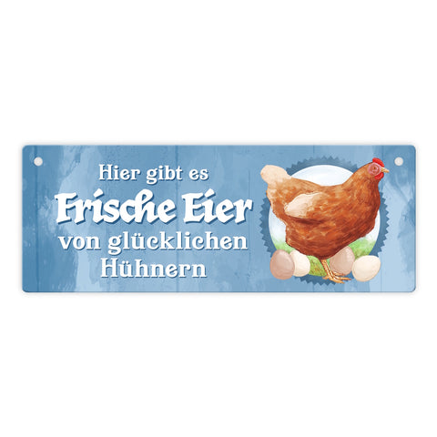 Frische Eier von glücklichen Hühnern Metallschild