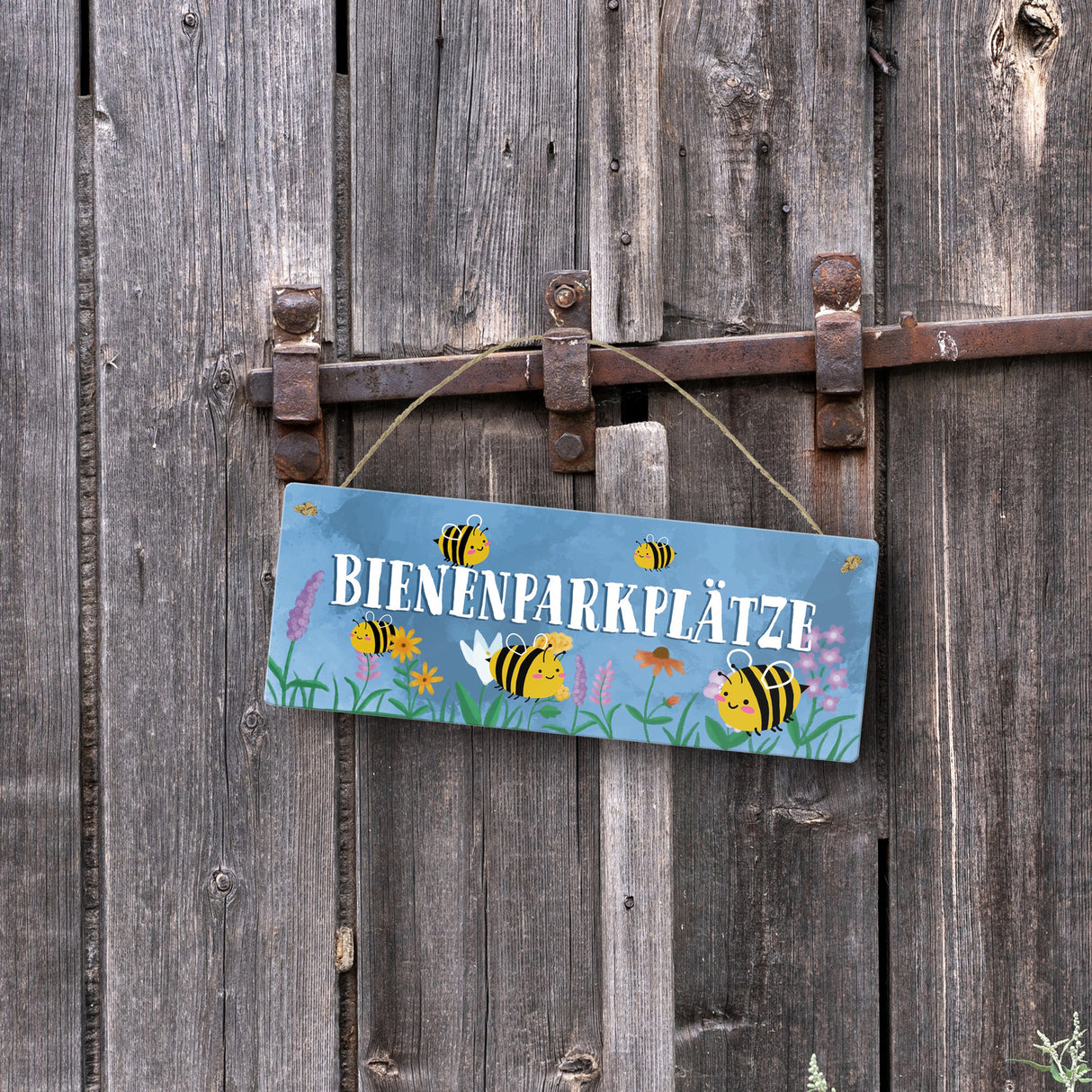Bienenparkplätze Metallschild mit niedlichen Bienen