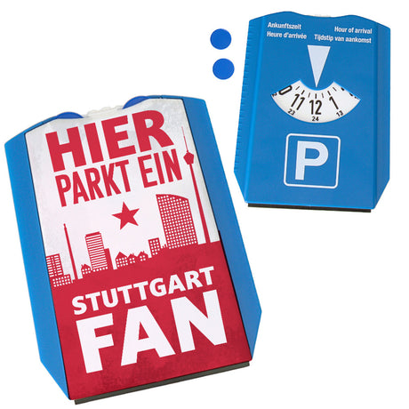 Hier parkt ein Stuttgart Fan Parkscheibe in Rot Weiß