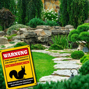 Warnung dieser Garten wird beschützt von einem Eichhörnchen Metallschild