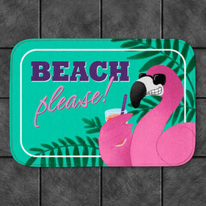Beach please Badematte mit coolem Flamingo mit Sonnenbrille