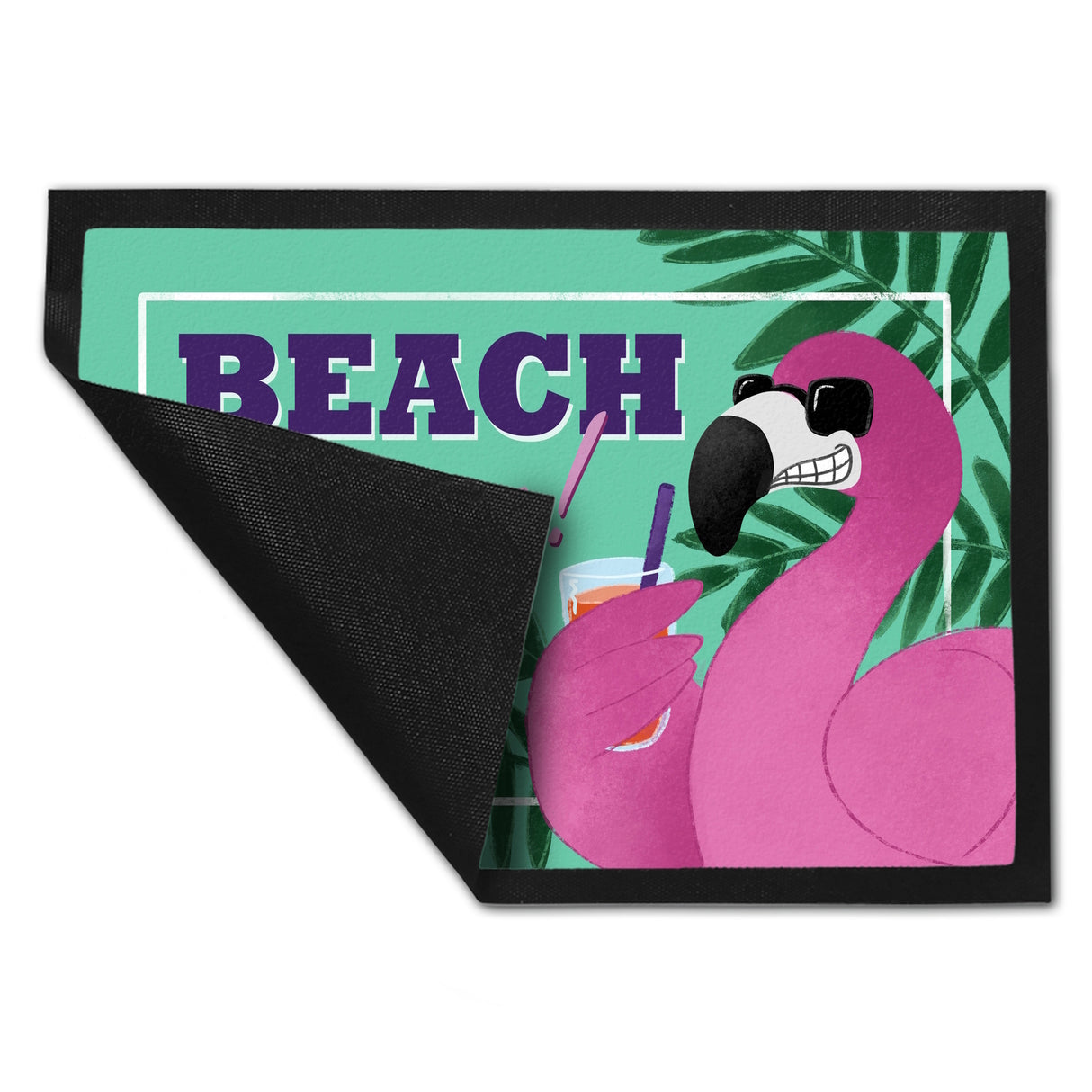 Beach please Fußmatte mit coolem Flamingo