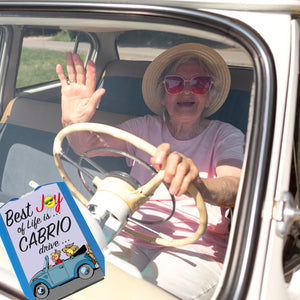 Best Joy of Life is Cabrio drive Parkscheibe in lila mit 2 Einkaufswagenchips