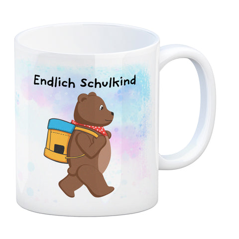 Endlich Schulkind Bär Kaffeebecher für die Einschulung