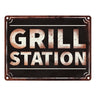 Grillstation Metallschild in Rostoptik