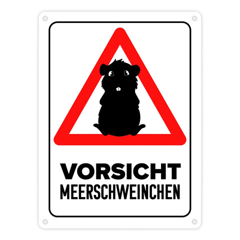 Vorsicht Meerschweinchen Metallschild mit Meerschweinchen Silhouette