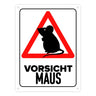 Vorsicht Maus Metallschild mit Maus Silhouette