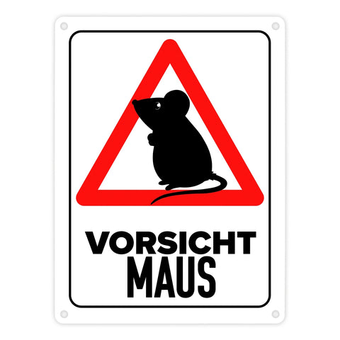 Vorsicht Maus Metallschild mit Maus Silhouette