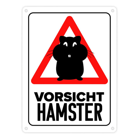 Vorsicht Hamster Metallschild mit Hamster Silhouette