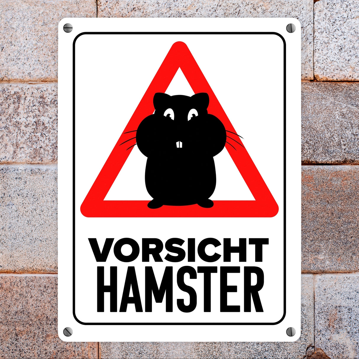 Vorsicht Hamster Metallschild mit Hamster Silhouette