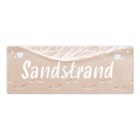 Sandstrand Urlaub Metallschild für die Terrasse