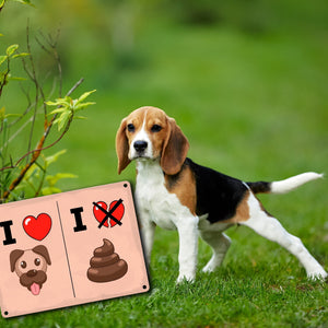I love Dogs - I don't love Poo Metallschild mit Hundehaufen