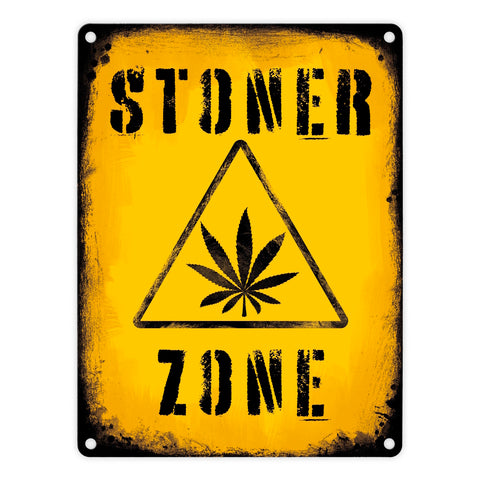 Stoner Zone Metallschild mit Marihuanablatt