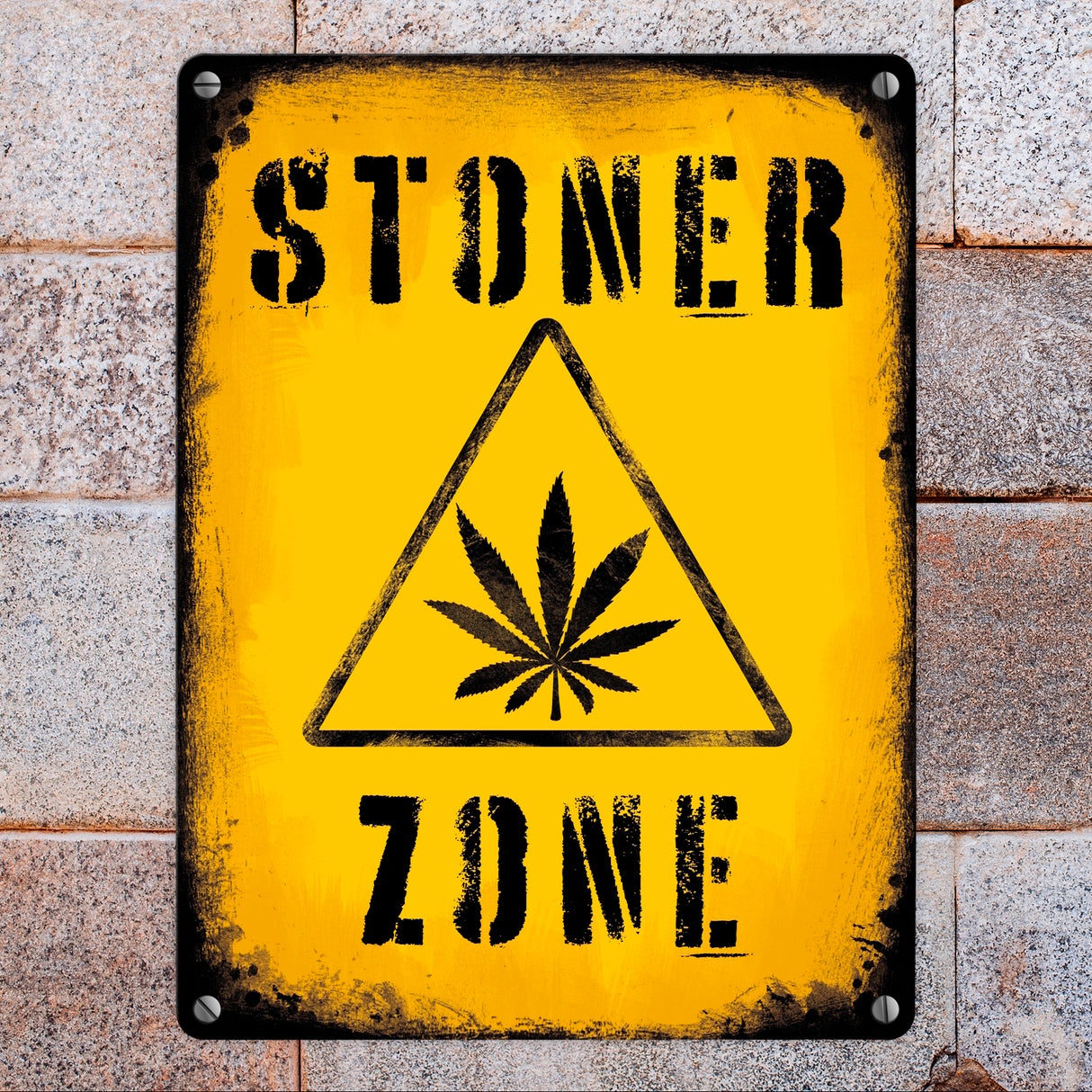 Stoner Zone Metallschild mit Marihuanablatt