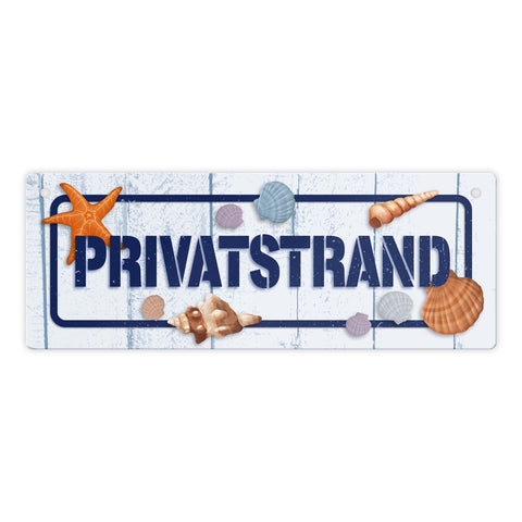 Privatstrand Metallschild mit maritimem Motiv