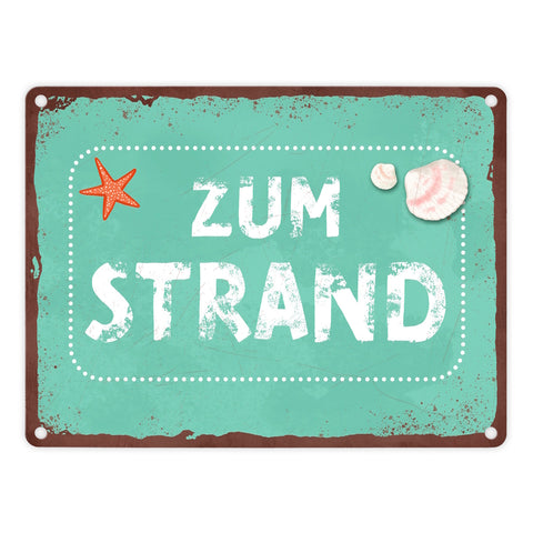 Zum Strand Metallschild für den Sommer