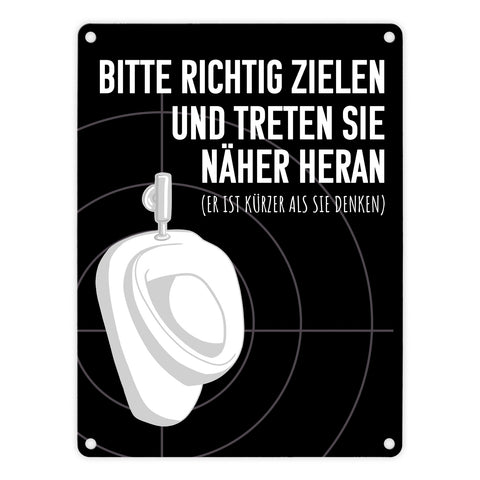 Bitte richtig zielen… Toilette Urinal Metallschild mit Fadenkreuz