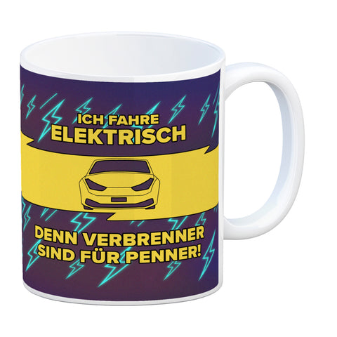 Ich fahre elektrisch, denn Verbrenner sind für Penner Kaffeebecher