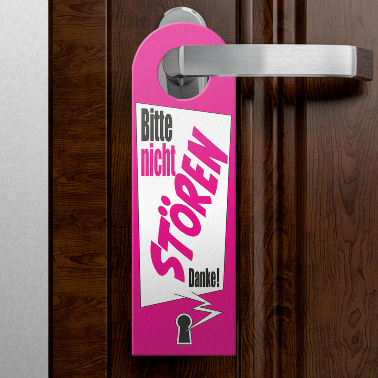 Bitte nicht stören oder klopfen Türhänger mit Schlüsselloch Motiv in pink