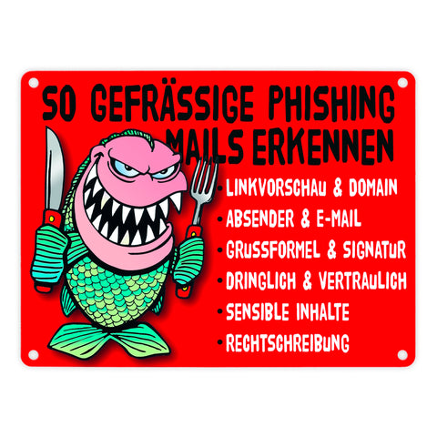 Phishing Mails Metallschild zum Thema Phishing Mails erkennen