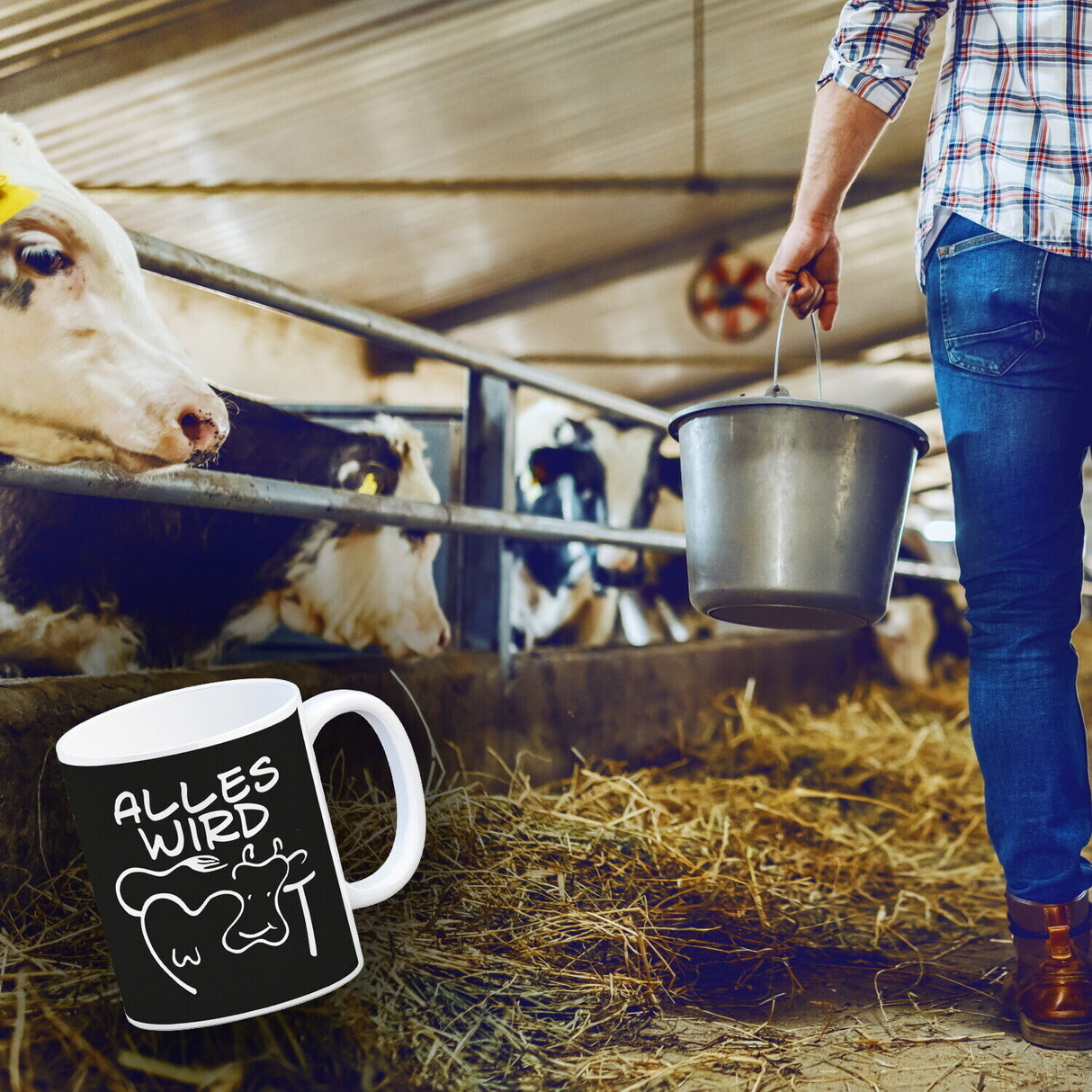 Alles wir KUHt Kaffeebecher zum Thema Bauernhof mit Kuh Motiv