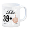 Witziger Kaffeebecher für den 40. Geburtstag mit Motiv: Mittelfinger