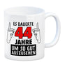 Witziger Kaffeebecher für den 44. Geburtstag mit Motiv: Gutes Aussehen