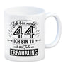 Witziger Kaffeebecher für den 44. Geburtstag mit Motiv: Erfahrung