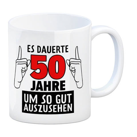 Witziger Kaffeebecher für den 50. Geburtstag mit Motiv: Gutes Aussehen