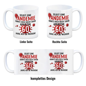 Witziger Kaffeebecher für den 60. Geburtstag mit Motiv: Pandemie