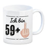 Witziger Kaffeebecher für den 60. Geburtstag mit Motiv: Mittelfinger