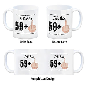 Witziger Kaffeebecher für den 60. Geburtstag mit Motiv: Mittelfinger