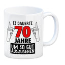 Witziger Kaffeebecher für den 70. Geburtstag mit Motiv: Gutes Aussehen