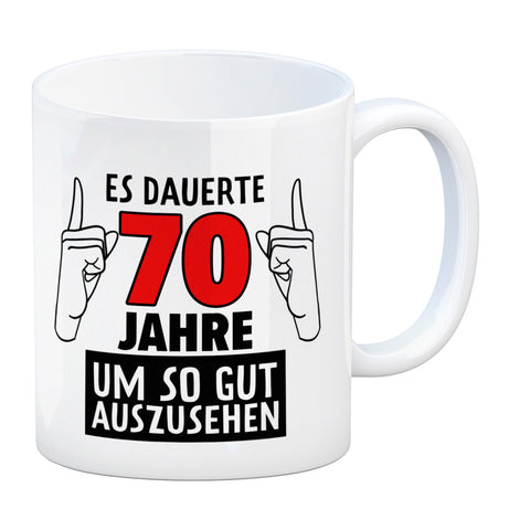 Witziger Kaffeebecher für den 70. Geburtstag mit Motiv: Gutes Aussehen