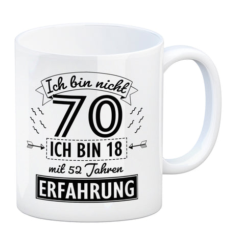 Witziger Kaffeebecher für den 70. Geburtstag mit Motiv: Erfahrung